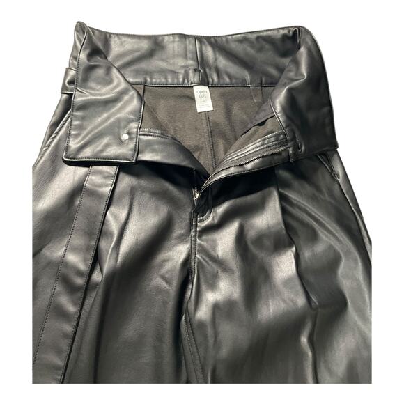 Open Edit Black Faux Leather Pants Size M Soft Lined Trousers with Belt Street - Picture 4 of 12